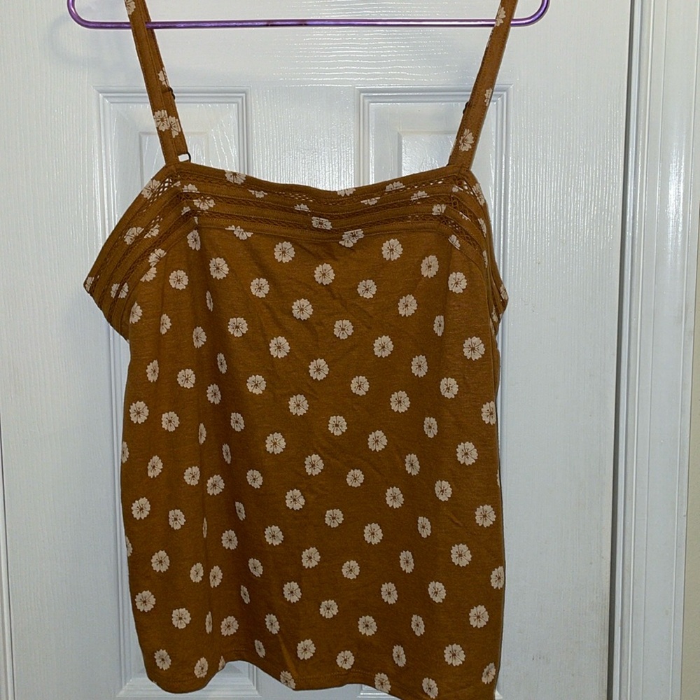 Market & Spruce Sienna Linen & Polyester Pleated adjustable Straps Camisole XL
